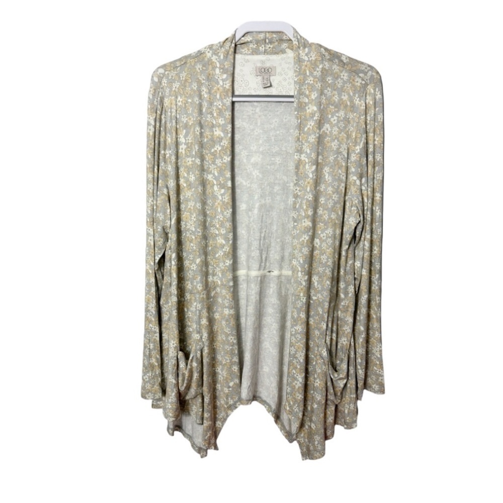 Logo By Lori Goldstein Floral Jersey Knit Cardigan